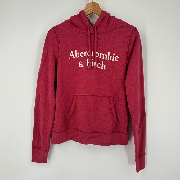 Abercrombie & Fitch Hoodie Womens Small Red Logo‎ Pullover Sweatshirt Soft AF - Picture 2 of 10